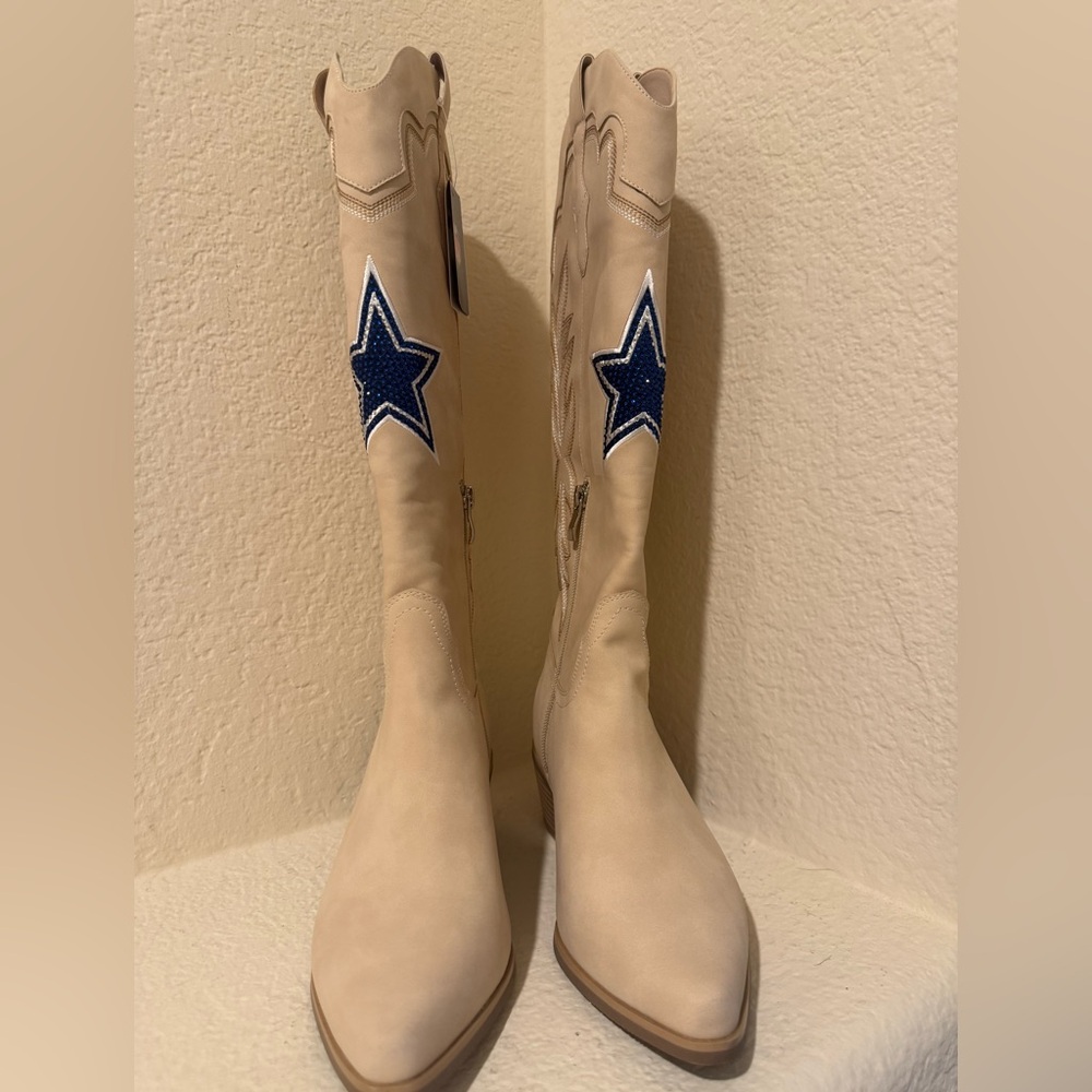 Women's Cuce Cream Dallas Cowboys Cowboy Boots NWT SIZE 8 - Picture 5 of 11